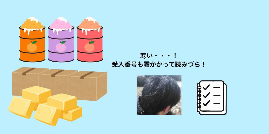 冷凍庫や冷蔵庫は防寒していても手先や足元が冷えやすいし製品を運ぶときも冷たい